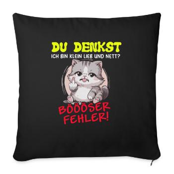 Cat Tshirt Kids Women Funny Small Sarcasm - Sofa pillowcase 17,3'' x 17,3'' (45 x 45 cm) - black - Front