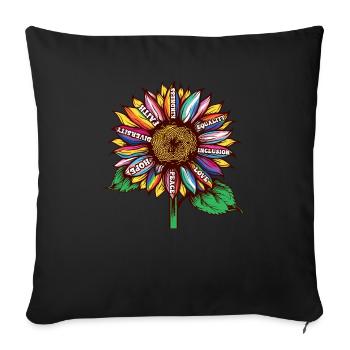 LGBTQ sunflower rainbow flags Diversity Human Righ - Sofa pillowcase 17,3'' x 17,3'' (45 x 45 cm) - black - Front