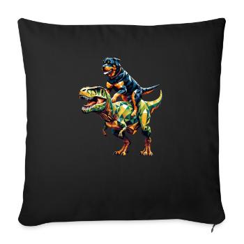 Geometric Art Dinosaur T-Rex Rottweiler - Sofa pillowcase 17,3'' x 17,3'' (45 x 45 cm) - black - Front