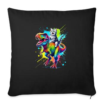 Splash Art Dinosaur T-Rex American Shorthair - Sofa pillowcase 17,3'' x 17,3'' (45 x 45 cm) - black - Front