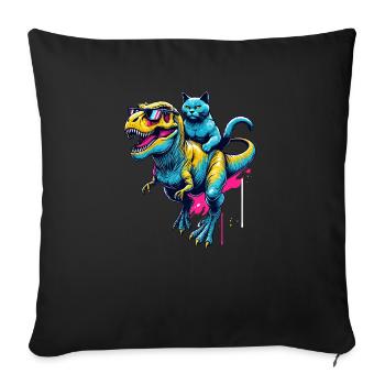 Pop Art Dinosaur T-Rex Chartreux Tyrannosaurus - Sofa pillowcase 17,3'' x 17,3'' (45 x 45 cm) - black - Front
