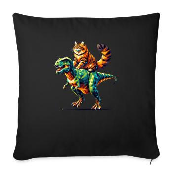 Geometric Art Dinosaur T-Rex Siberian Cat - Sofa pillowcase 17,3'' x 17,3'' (45 x 45 cm) - black - Front
