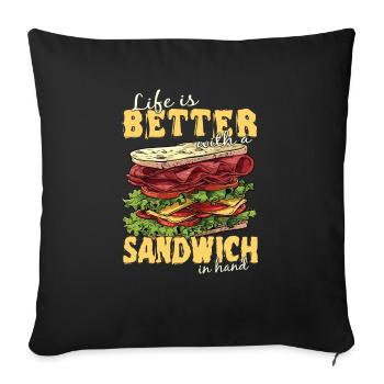 Sandwich Day Snack Celebration Sandwich - Sofakissenbezug 45 x 45 cm - Schwarz - Vorne