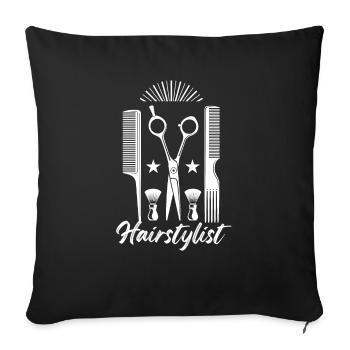 Hairstylist Hair Dresser Cutting Hair Barber - Sofa pillowcase 17,3'' x 17,3'' (45 x 45 cm) - black - Front