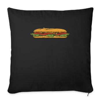 Sandwich Sandwich Snack Célébration - Housse de coussin décorative 45 x 45 cm - noir - Devant