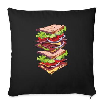 Sandwich Day Snack Celebration Sandwich - Sofa pillowcase 17,3'' x 17,3'' (45 x 45 cm) - black - Front