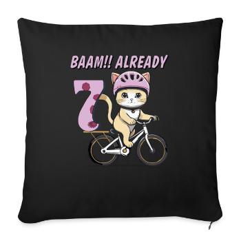 VÉLO CHAT BAAM !! DÉJÀ SEPT - Housse de coussin décorative 45 x 45 cm - noir - Devant