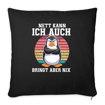 Penguin Tshirt Funny Funny Humor Sarcasm Office - Sofa pillowcase 17,3'' x 17,3'' (45 x 45 cm) - black - Front