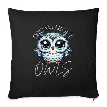 Rêve de hiboux mignons hibou mystique - Housse de coussin décorative 45 x 45 cm - noir - Devant