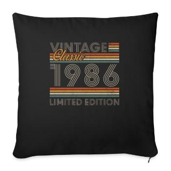 40 Ans 1986 Vintage Rétro Cadeau D'anniversaire - Housse de coussin décorative 45 x 45 cm - noir - Devant