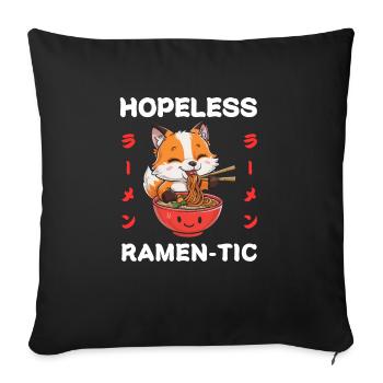 Fox Ramen Noodles Chibi Asia Noodle Soup Anime - Sofa pillowcase 17,3'' x 17,3'' (45 x 45 cm) - black - Front