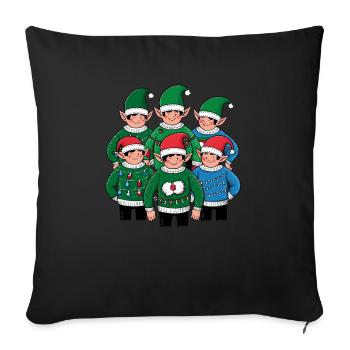 Elfes Noël laid Noël Noël Père Noël - Housse de coussin décorative 45 x 45 cm - noir - Devant
