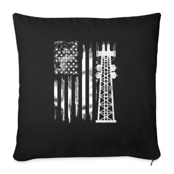 Patriotic Tower Climber Transmission Service - Sofa pillowcase 17,3'' x 17,3'' (45 x 45 cm) - black - Front