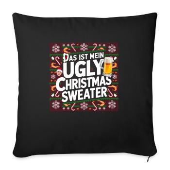 Pull de Noël moche Weihnachten Noël Père Noël - Housse de coussin décorative 45 x 45 cm - noir - Devant