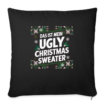 Pull de Noël moche Weihnachten Noël Père Noël - Housse de coussin décorative 45 x 45 cm - noir - Devant