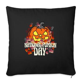 Journée nationale de la citrouille Automne - Housse de coussin décorative 45 x 45 cm - noir - Devant