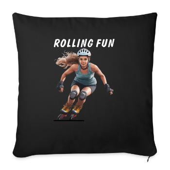 FRAU ROLLSCHUHE ROLLING FUN - Sofakissenbezug 45 x 45 cm - Schwarz - Vorne