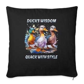 DUCKS WISDOM QUACK WITH STYLE - Sofa pillowcase 17,3'' x 17,3'' (45 x 45 cm) - black - Front