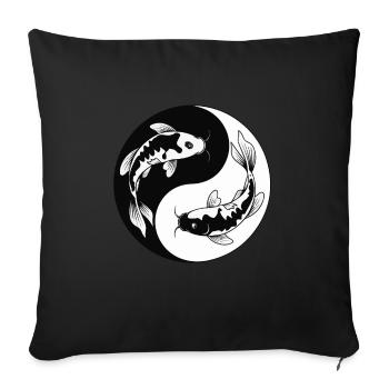 Ying et Yang Koi Carpe Japon Cadeaux - Housse de coussin décorative 45 x 45 cm - noir - Devant