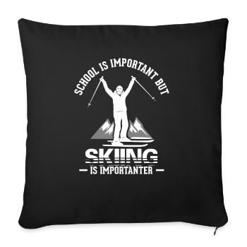 Ski Vintage Slogan Funny Skier - Sofa pillowcase 17,3'' x 17,3'' (45 x 45 cm) - black - Front