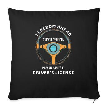 STEERING WHEEL FREEDOM AHEAD - Sofa pillowcase 17,3'' x 17,3'' (45 x 45 cm) - black - Front