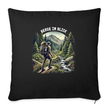 Mountains in view - Sofa pillowcase 17,3'' x 17,3'' (45 x 45 cm) - black - Front