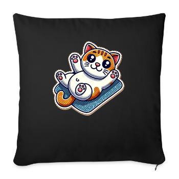 Cute kitty on a blanket wants belly rubs - Sofa pillowcase 17,3'' x 17,3'' (45 x 45 cm) - black - Front