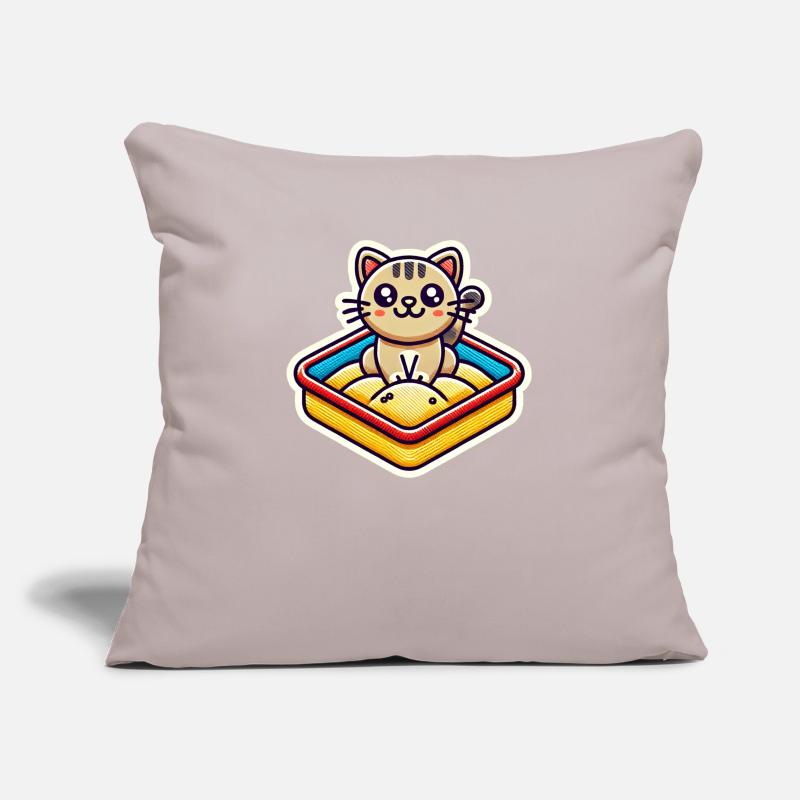 Chat mignon assis dans le bac à sable Style Patch Housse de coussin décorative 45 x 45 cm