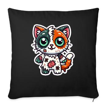 Cute Zombie Cat in Halloween costume - Orange cat - Sofa pillowcase 17,3'' x 17,3'' (45 x 45 cm) - black - Front