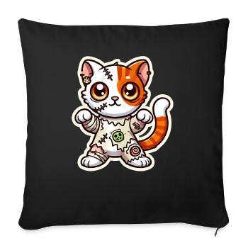 Chat zombie mignon en costume d’Halloween - Housse de coussin décorative 45 x 45 cm - noir - Devant