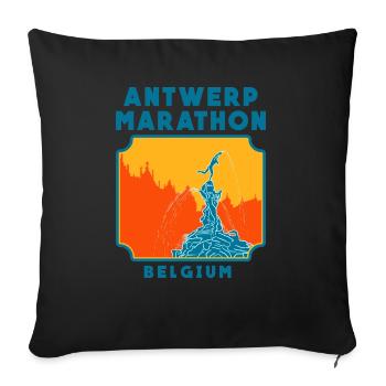 Marathon d’Anvers - Belgique - Housse de coussin décorative 45 x 45 cm - noir - Devant