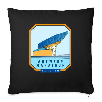 Marathon d’Anvers - Belgique - Housse de coussin décorative 45 x 45 cm - noir - Devant