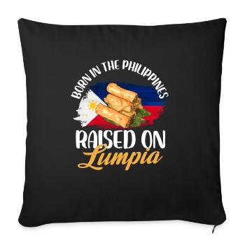 né aux Philippines, élevé avec lumpia Design - Housse de coussin décorative 45 x 45 cm - noir - Devant