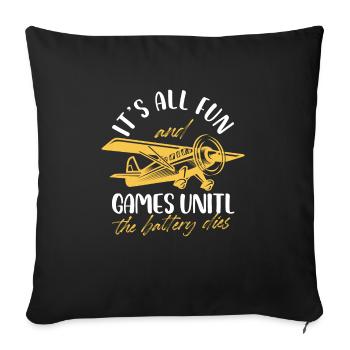 Est tout le plaisir et les jeux jusqu’à ce que la batterie meurt Design - Housse de coussin décorative 45 x 45 cm - noir - Devant