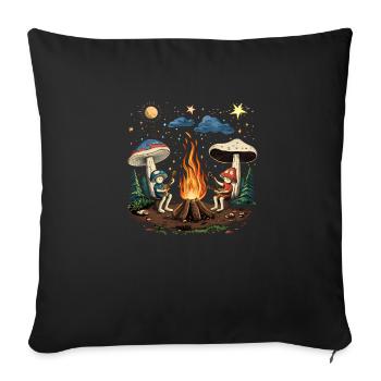 Hippie Champignons Magiques Psilocybine Voyage Psychédélique - Housse de coussin décorative 45 x 45 cm - noir - Devant