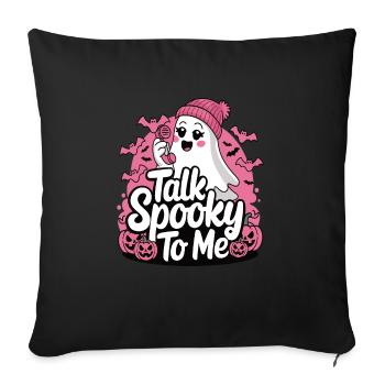 Halloween Fantôme Drôle Parler Effrayant Pour Moi - Housse de coussin décorative 45 x 45 cm - noir - Devant