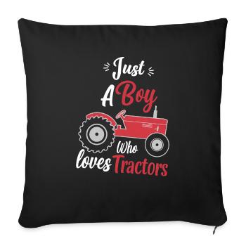 Tracteur Trekker Agriculteur Agriculteur Ferme Tracteur Champ - Housse de coussin décorative 45 x 45 cm - noir - Devant
