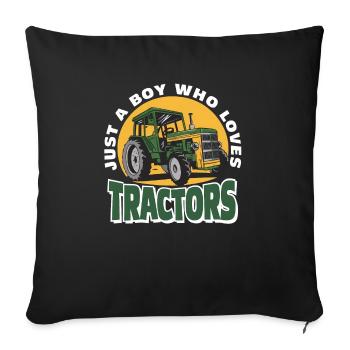 Tracteur Trekker Agriculteur Agriculteur Ferme Tracteur Champ - Housse de coussin décorative 45 x 45 cm - noir - Devant