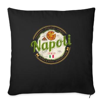 Naples Italy Vesuvius and Pizza Vintage Souvenir - Sofa pillowcase 17,3'' x 17,3'' (45 x 45 cm) - black - Front