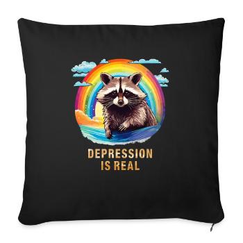 LA DÉPRESSION DU RATON LAVEUR EST RÉELLE - Housse de coussin décorative 45 x 45 cm - noir - Devant