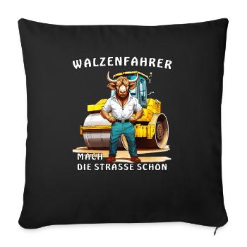 ROLLER DRIVER MAKE THE ROAD BEAUTIFUL - Sofa pillowcase 17,3'' x 17,3'' (45 x 45 cm) - black - Front