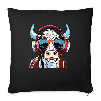 VACHE AVEC LUNETTES DE SOLEIL - Housse de coussin décorative 45 x 45 cm - noir - Devant