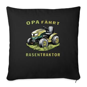 TONDEUSE À GAZON GRANDPA DRIVES TRACTEUR DE PELOUSE - Housse de coussin décorative 45 x 45 cm - noir - Devant