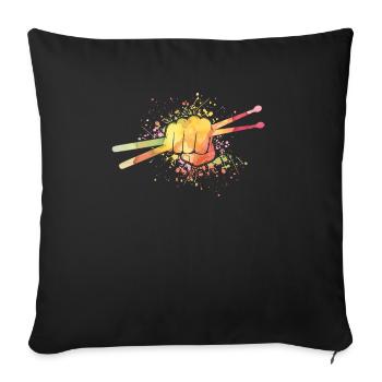 Tambours Tambours Baguette Batteur Musique Groupe Rock - Housse de coussin décorative 45 x 45 cm - noir - Devant
