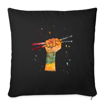 Schlagzeug Drums Drumstick Drummer Musik Band Rock - Sofakissenbezug 45 x 45 cm - Schwarz - Vorne