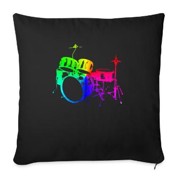 Tambours Tambours Baguette Batteur Musique Groupe Rock - Housse de coussin décorative 45 x 45 cm - noir - Devant