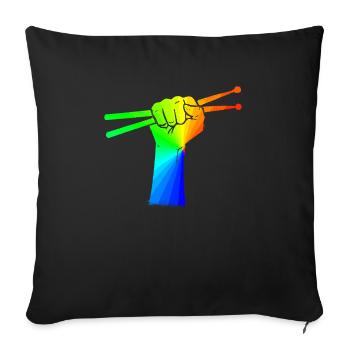 Tambours Tambours Baguette Batteur Musique Groupe Rock - Housse de coussin décorative 45 x 45 cm - noir - Devant