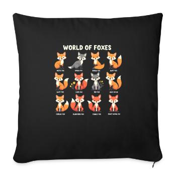 Viele Fuchsarten - Welt der Füchse - Sofakissenbezug 45 x 45 cm - Schwarz - Vorne