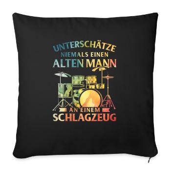 Tambours Baguettes Tambours Batteur Musique Groupe Rock - Housse de coussin décorative 45 x 45 cm - noir - Devant