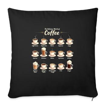Die leckere Welt des Kaffee - Kaffee - Sofakissenbezug 45 x 45 cm - Schwarz - Vorne